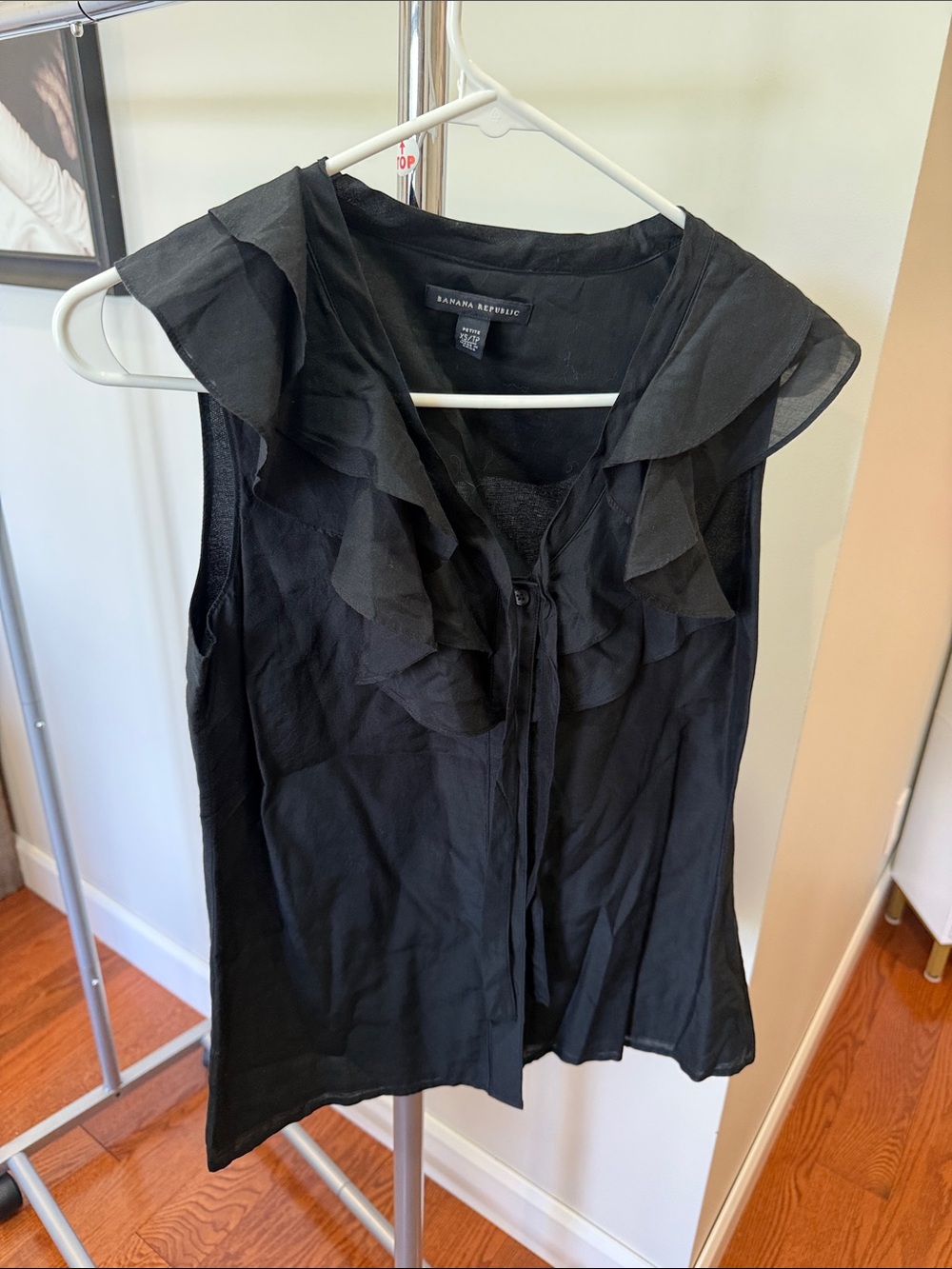 Banana Republic Black Ruffled Sleeveless Blouse